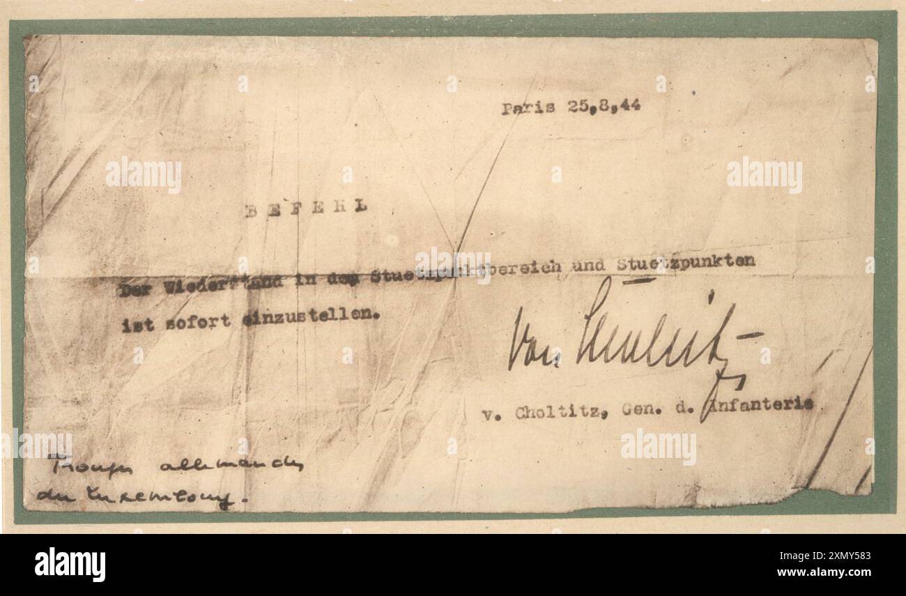 CHOLTITZ RETTET PARIS Stockfoto