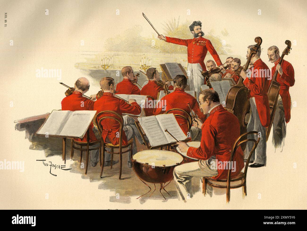 Johann Strauss dirigierte ein Orchester Stockfoto