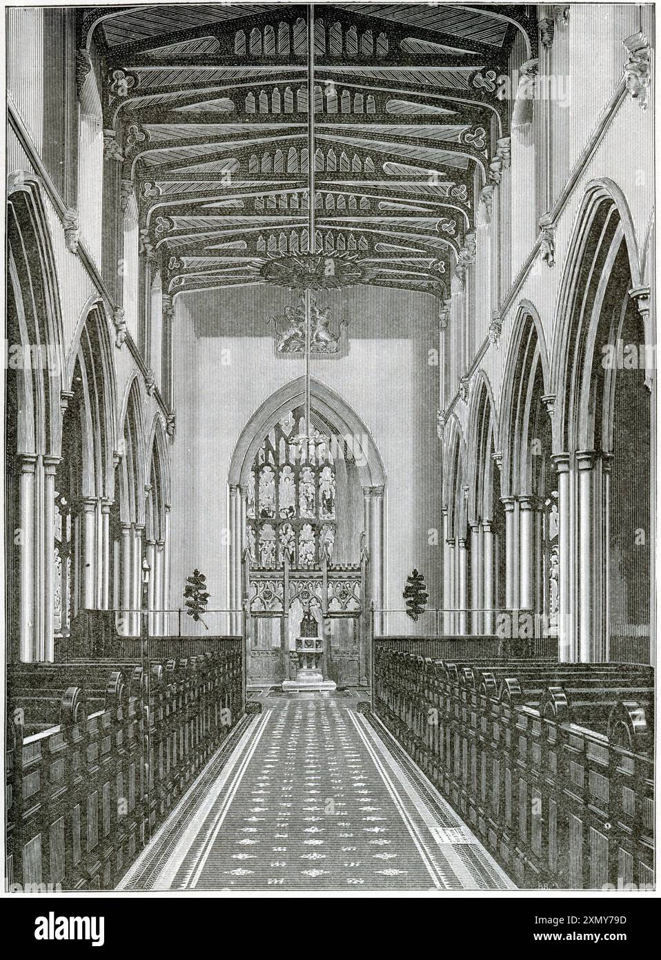 Innenraum der St. Giles' Church, Cripplegate, London Stockfoto