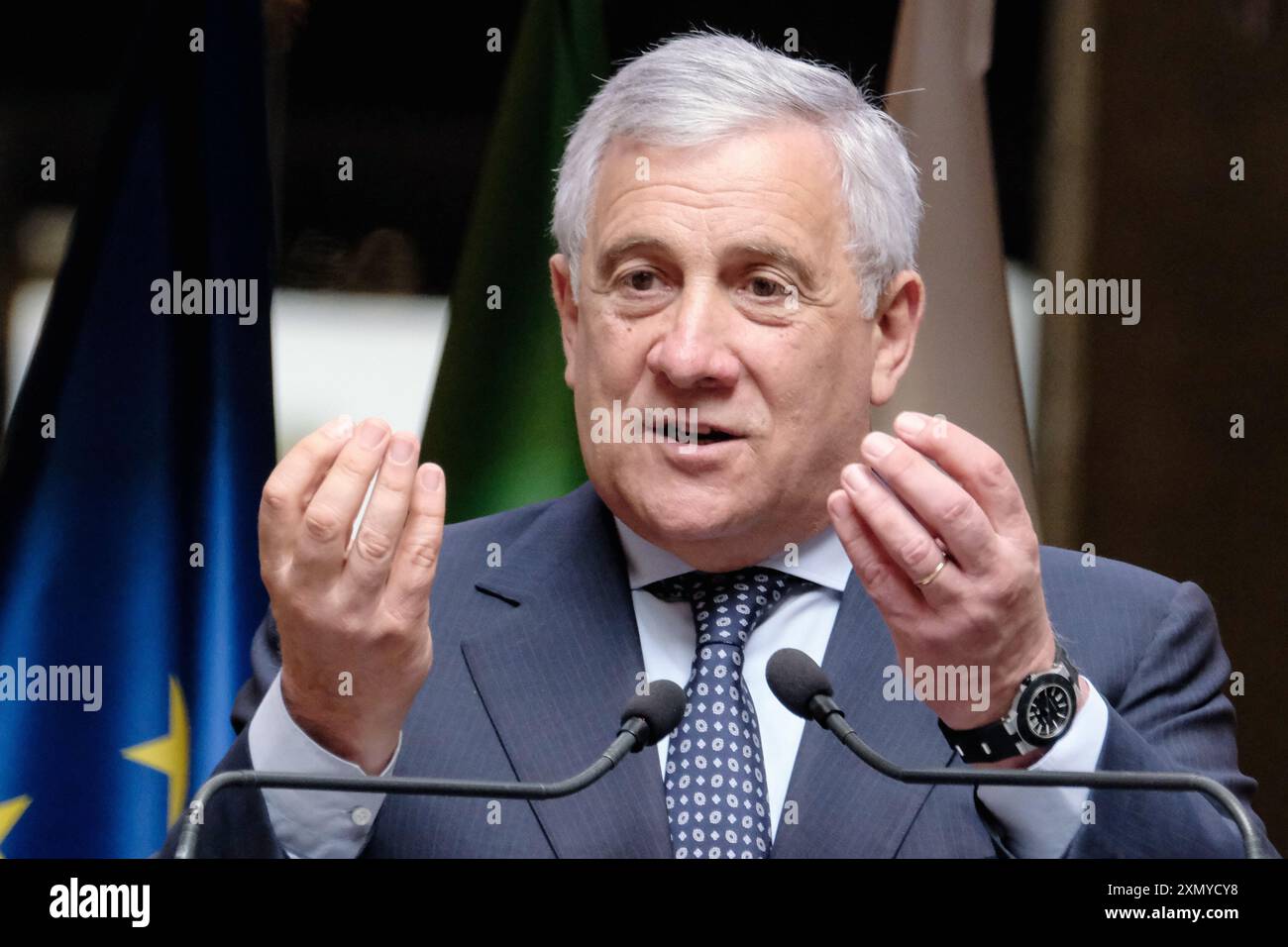 Roma, Italien. 30. Juli 2024. IL Vicepresidente del Consiglio è Ministro degli Affari esteri Antonio Tajani in Occasione dell' Assemblea 2024 ENASARCO tenutasi A Roma, Martedì 30 Luglio 2024 (Foto Mauro Scrobogna/LaPresse) Stellvertretender Premierminister und Außenminister Antonio Tajani anlässlich der ENASARCO 2024 Versammlung in Rom, Dienstag, 30. Juli 2024. (Foto: Mauro Scrobogna/LaPresse) Credit: LaPresse/Alamy Live News Stockfoto