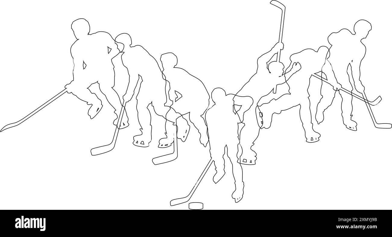 Eishockey Silhouette People Player Silhouetten Stock Vektor