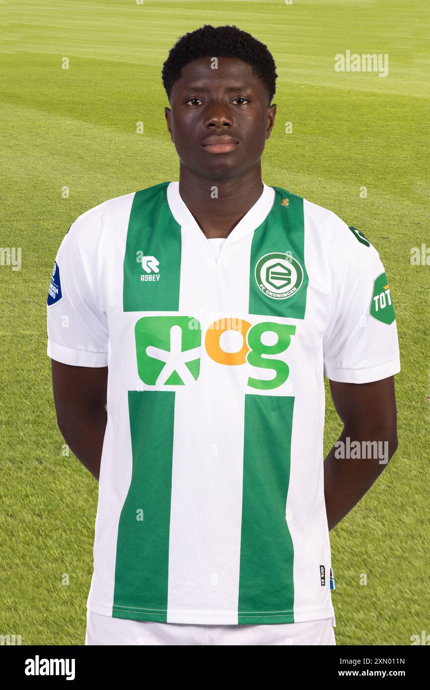 Groningen, Niederlande. Juli 2024. GRONINGEN, 17-07-2024, Stadion Euroborg, Football, Dutch Eredivisie, Saison 2024/2025, ESPN Photocall FC Groningen, Fofin Turay Credit: Pro Shots/Alamy Live News Stockfoto