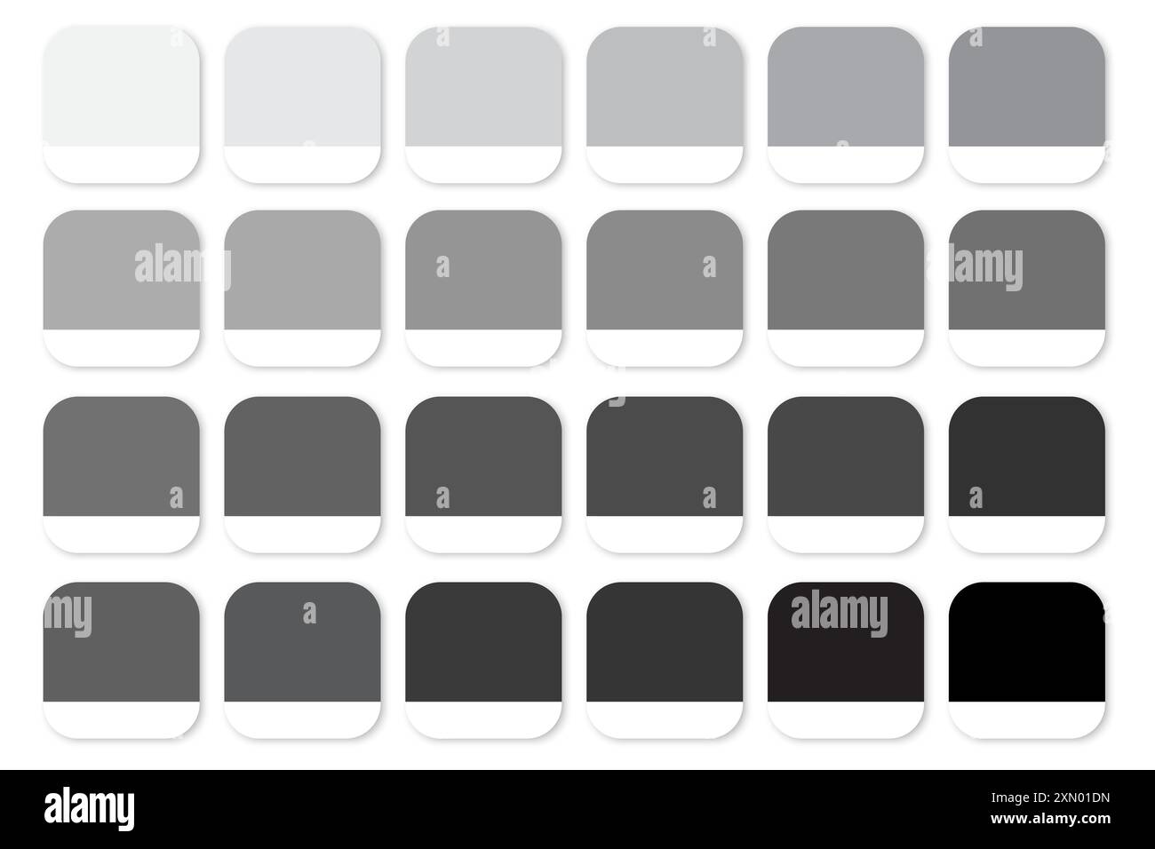 Farbpalette für Farbverläufe. Grauschattierungen. Schwarzweißtöne. Vektorfelder. Stock Vektor