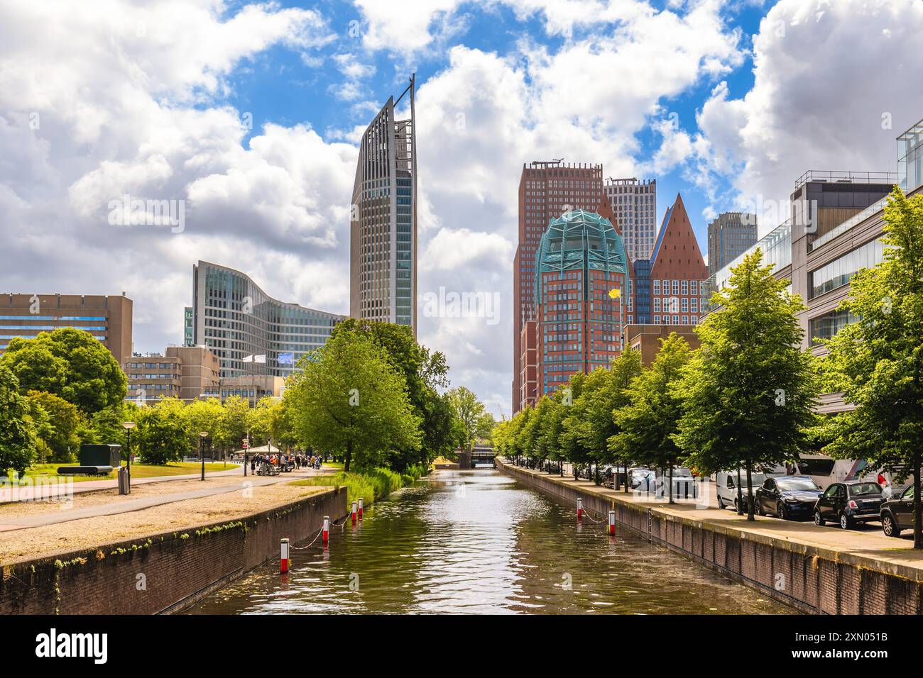 Landschaft des zentralen Geschäftsviertels von den Haag in den Niederlanden Stockfoto