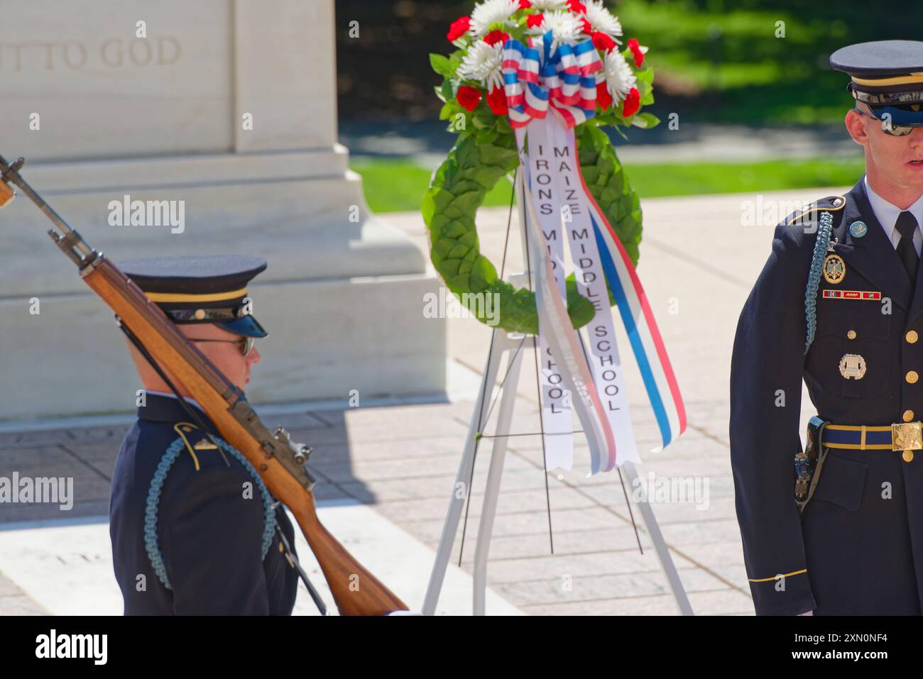 Arlington National Cemetery, Virginia, USA. Grab des unbekannten amerikanischen Soldaten. Umschaltung der Schutzfunktion. Stockfoto