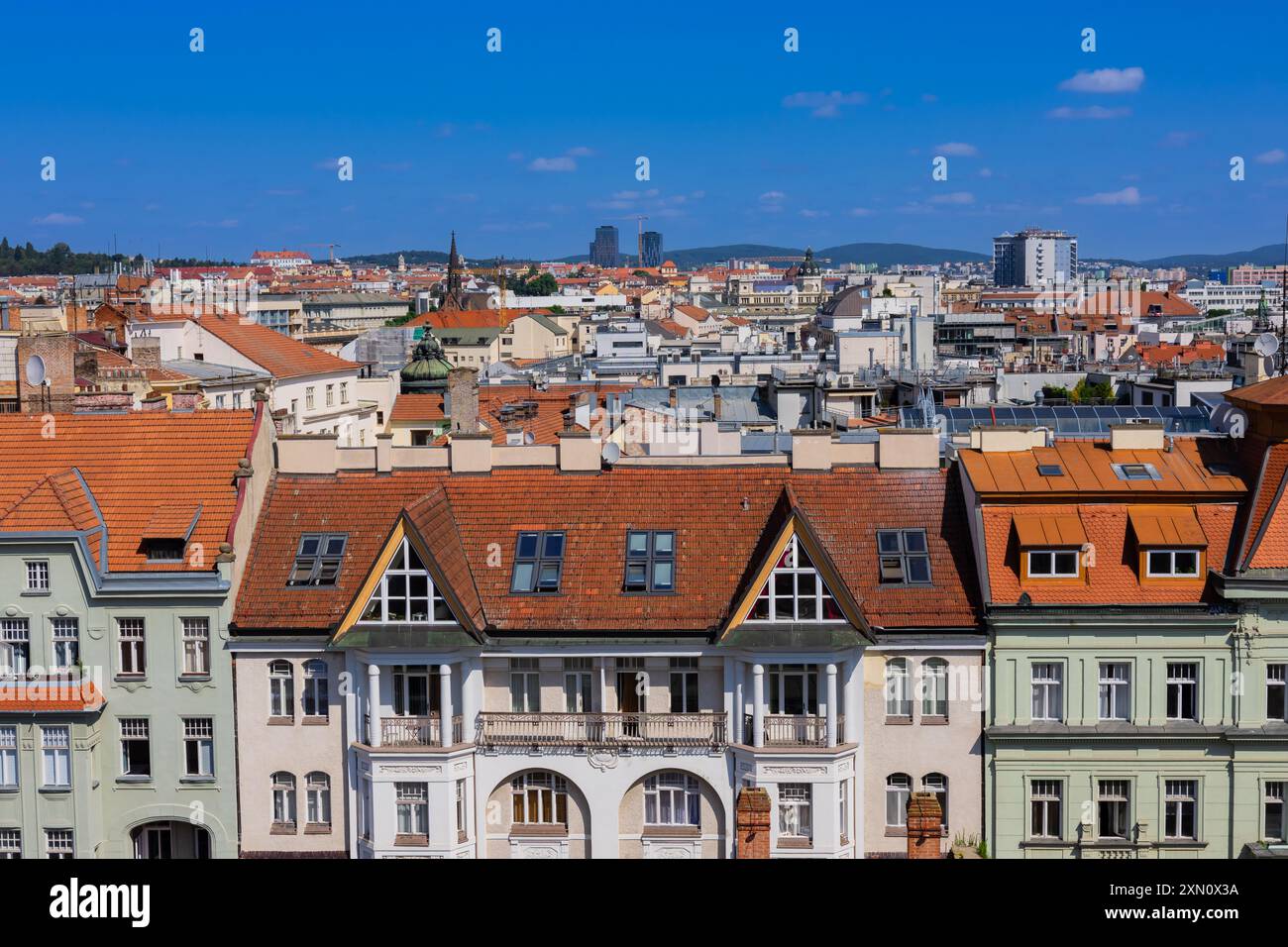 Brünn, Tschechische Republik. Juni 2024. Aus der Vogelperspektive der Stadt Brünn Stockfoto