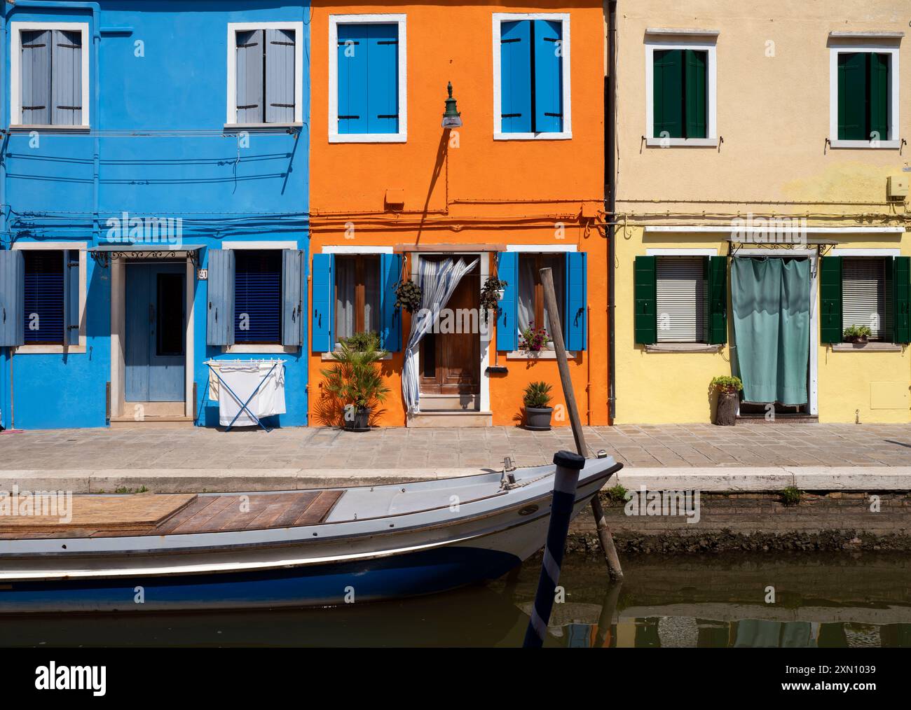Bunte Häuser in Burano, Italien Stockfoto