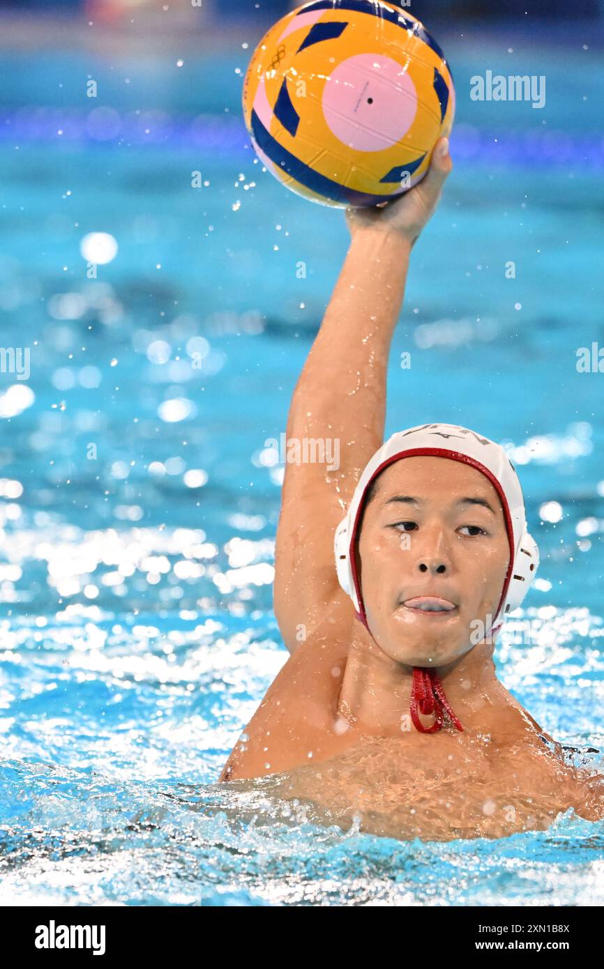 10 INABA Yusuke (JPN), Japan (JPN) vs France (FRA) Wasserpolo Männer Vorrunde Gruppe B in den Acquatic Centers, während der Olympischen Spiele 2024 in Paris, 30. Juli 2024, Paris, Frankreich. Quelle: Enrico Calderoni/AFLO SPORT/Alamy Live News Stockfoto