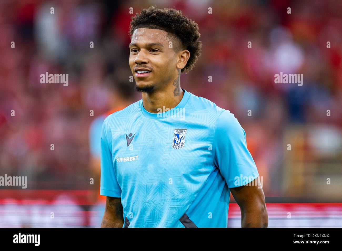 Bryan Fiabema of Lech wurde während des Polnischen PKO Ekstraklasa League-Spiels zwischen Widzew Lodz und Lech Poznan im Widzew Lodz Municipal Stadium gesehen. Endergebnis: Widzew Lodz 2:1 Lech Poznan. (Foto: Mikolaj Barbanell / SOPA Images/SIPA USA) Stockfoto