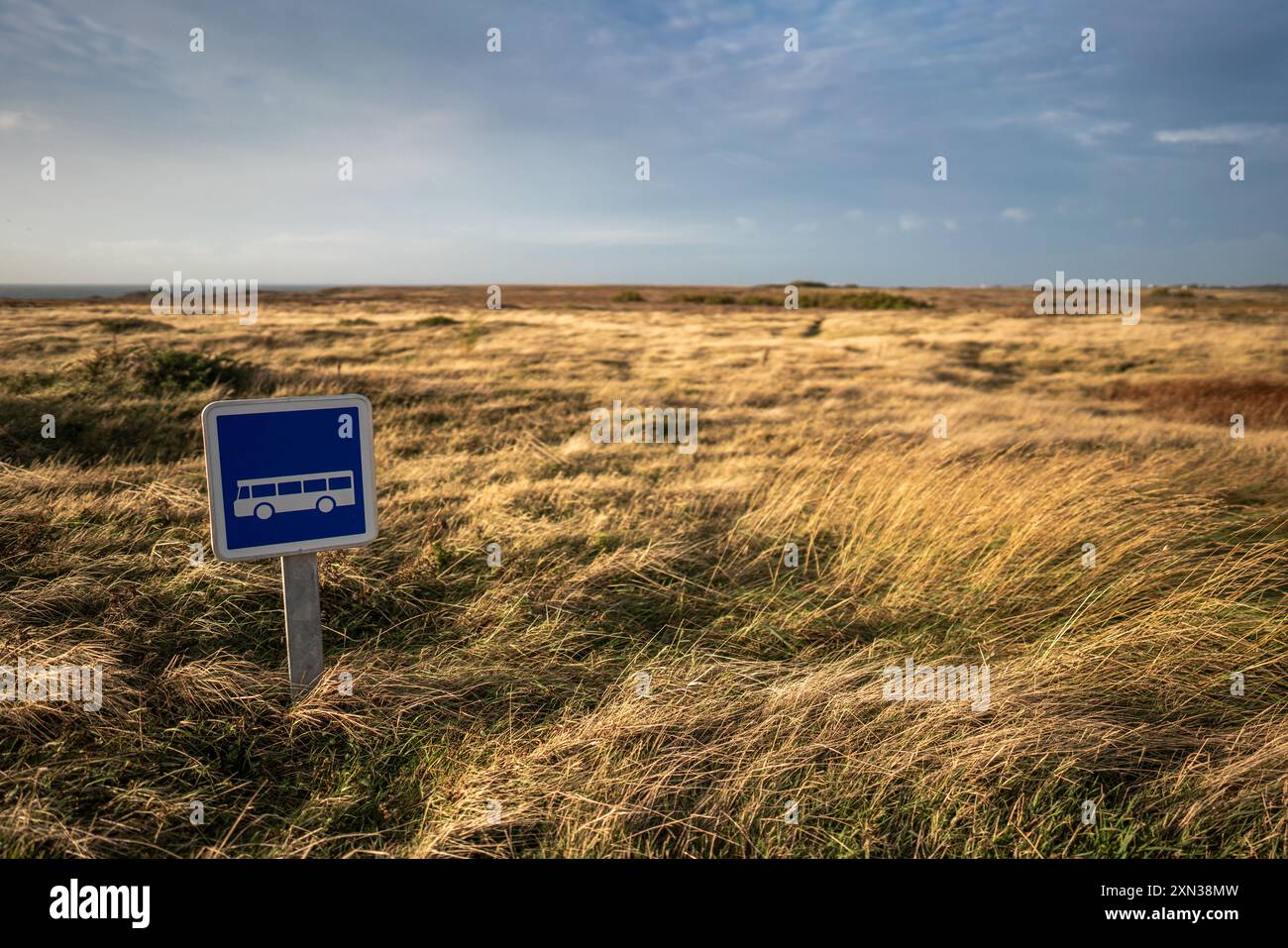 Eine Bushaltestelle an der wilden Küste von Belle Ile en mer Stockfoto