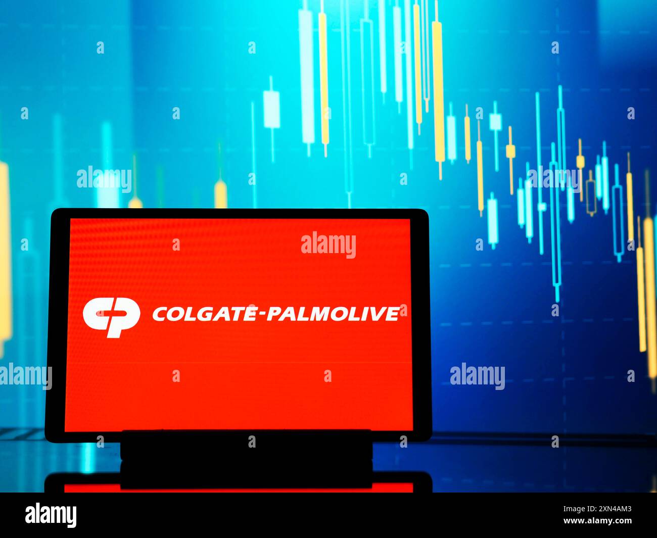 Deutschland. 30. Juli 2024. In dieser Fotoabbildung ist das Logo der Firma Colgate-Palmolive auf einem Tablet zu sehen. (Credit Image: © Igor Golovniov/SOPA images via ZUMA Press Wire) NUR REDAKTIONELLE VERWENDUNG! Nicht für kommerzielle ZWECKE! Stockfoto