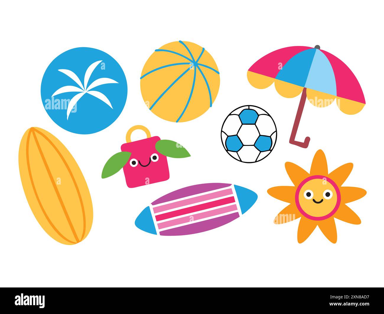 Beach Supplies isolierte Vektoren, Clipart und Illustrationen Stock Vektor