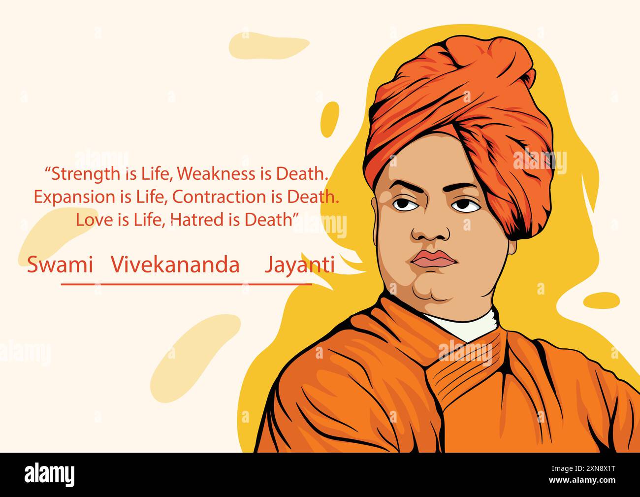Vektor-Illustration Poster von Swami vivekananda jayanti am 12. januar nationalen Jugendtag indiens mit Zitaten von Swami vivekananda. Stock Vektor