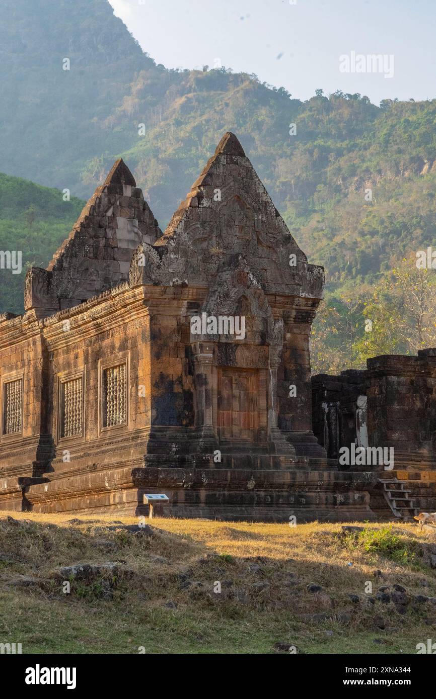 MwSt. Phou Khmer-Hindu-Tempelkomplex in Südlaos und einer der ältesten Gotteshäuser in Südostasien Stockfoto