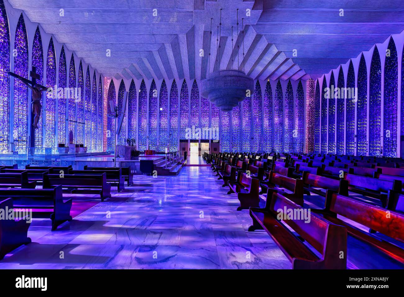 Don Bosco Kirche, entworfen von Carlos Alberto Naves, Weltkulturerbe, Brasilia, Bundesbezirk, Brasilien Stockfoto