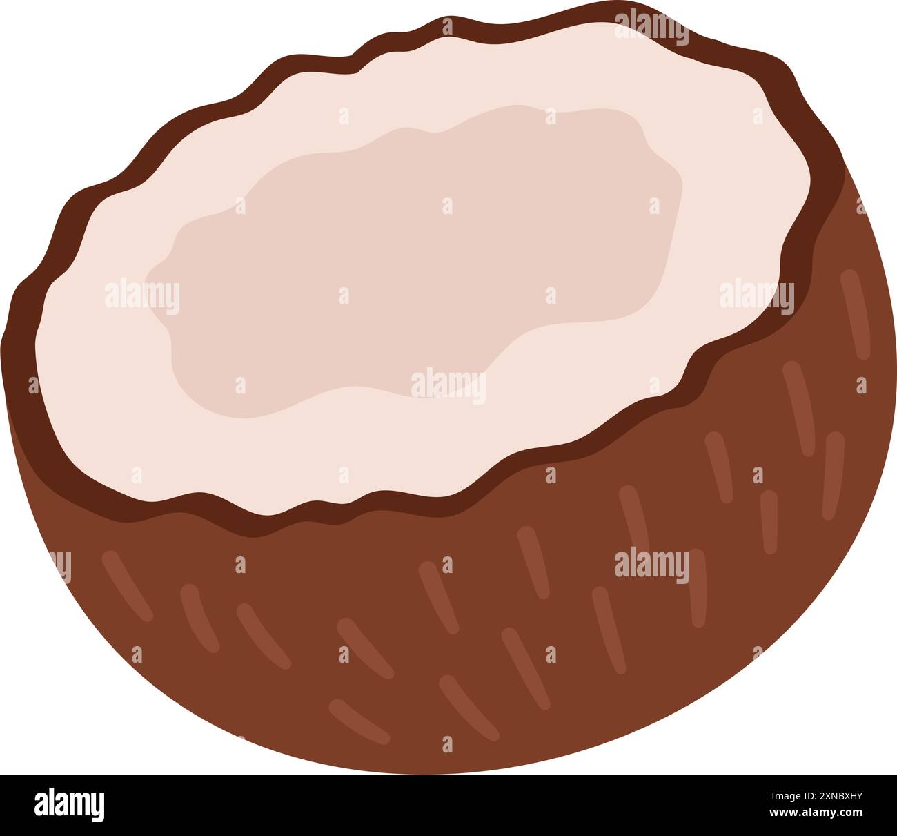 Frucht halbe Kokosnuss in Cartoon handgezeichnet einfache Stil. Bearbeitbare Variablenfarbe Stock Vektor
