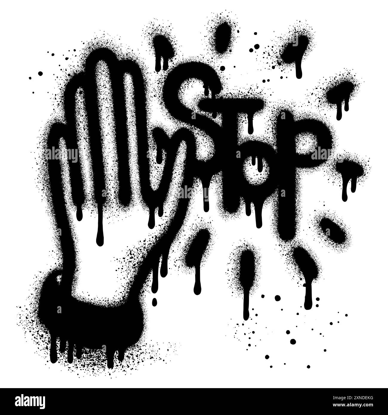 Hand Graffiti Spray isoliert auf weißem Hintergrund mit Stoppschild. Stock Vektor