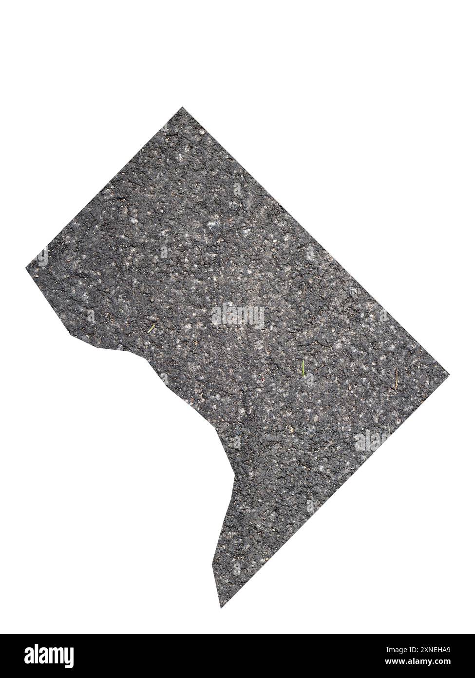Symbolkarte des Federal District Washington, District of Columbia (Vereinigte Staaten von Amerika), die die Umrisse des Bundesstaates als Asphaltfläche zeigt Stockfoto