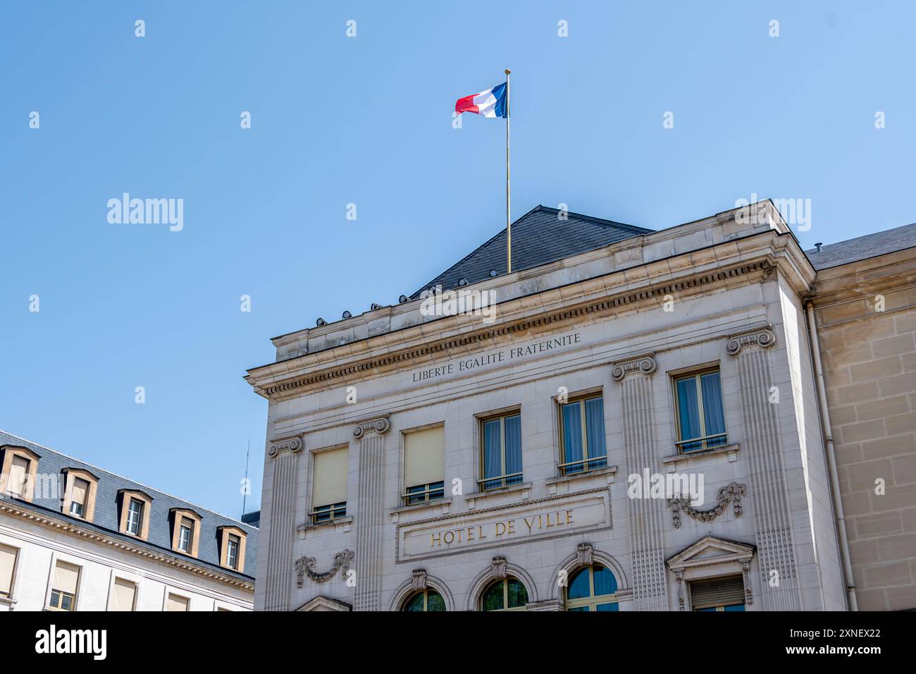 Außenansicht des Rathauses von Orléans, Frankreich, einer französischen Gemeinde im Departement Loiret in der Region Centre-Val de Loire Stockfoto