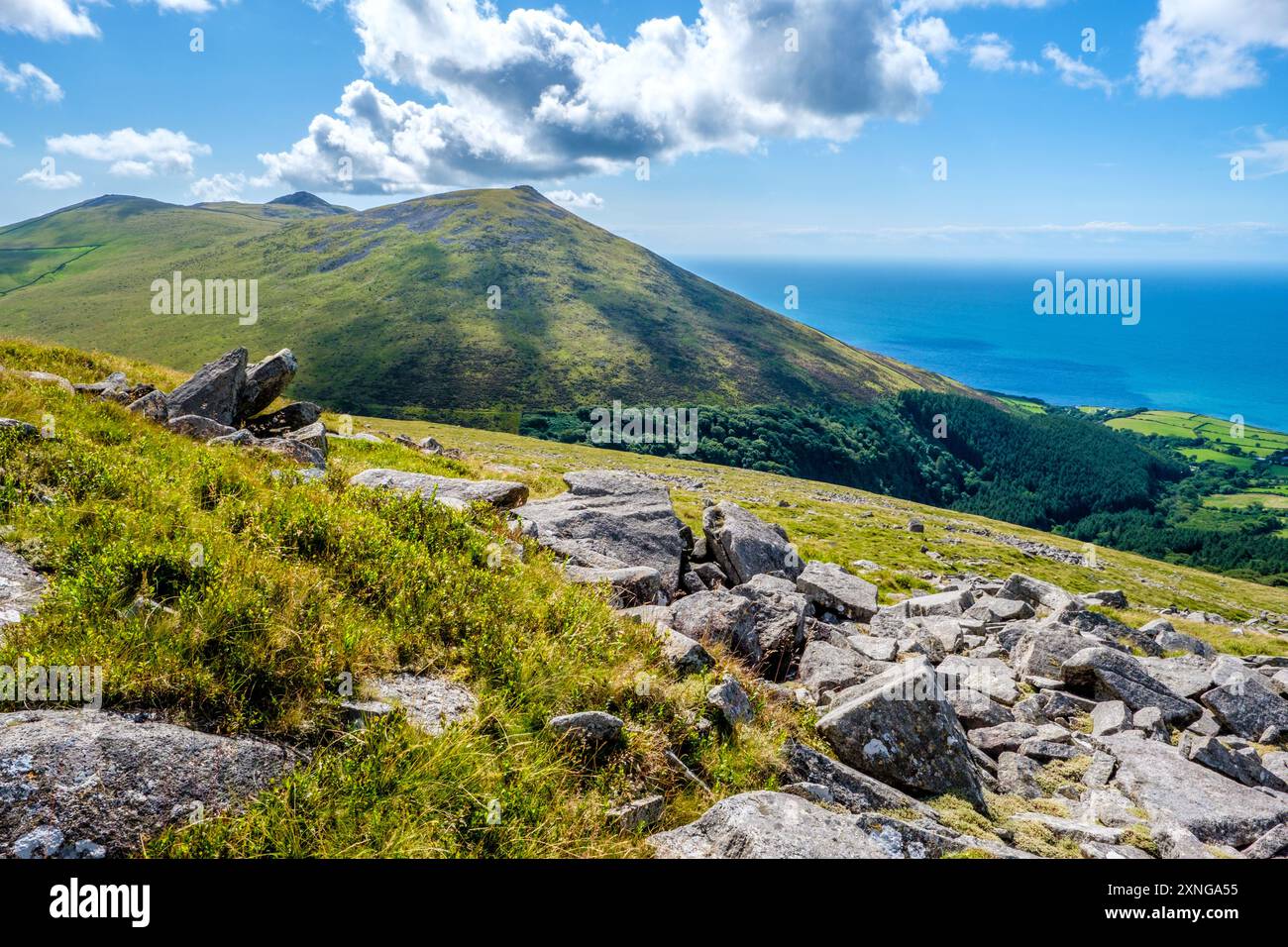 Die Hügel von Gyrn Ddu und Gyrn Goch auf der Lleyn / Llyn Halbinsel in Gwynedd, Nordwales Stockfoto