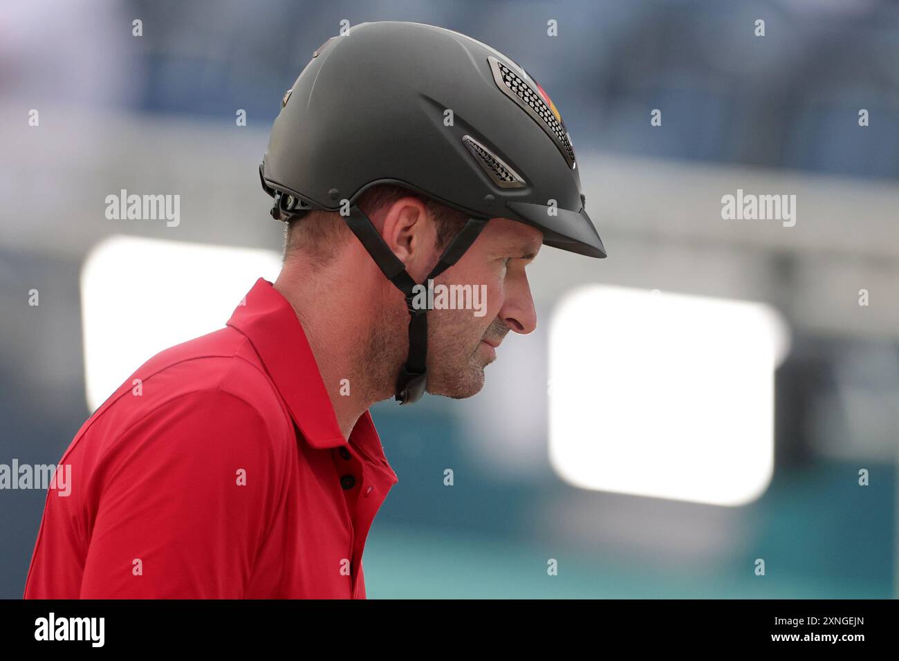 Versailles, Frankreich. 31. Juli 2024. Olympische Spiele, Paris 2024, Reitsport, Springreiten, Training, Philipp Weishaupt in Deutschland. Quelle: Rolf Vennenbernd/dpa/Alamy Live News Stockfoto