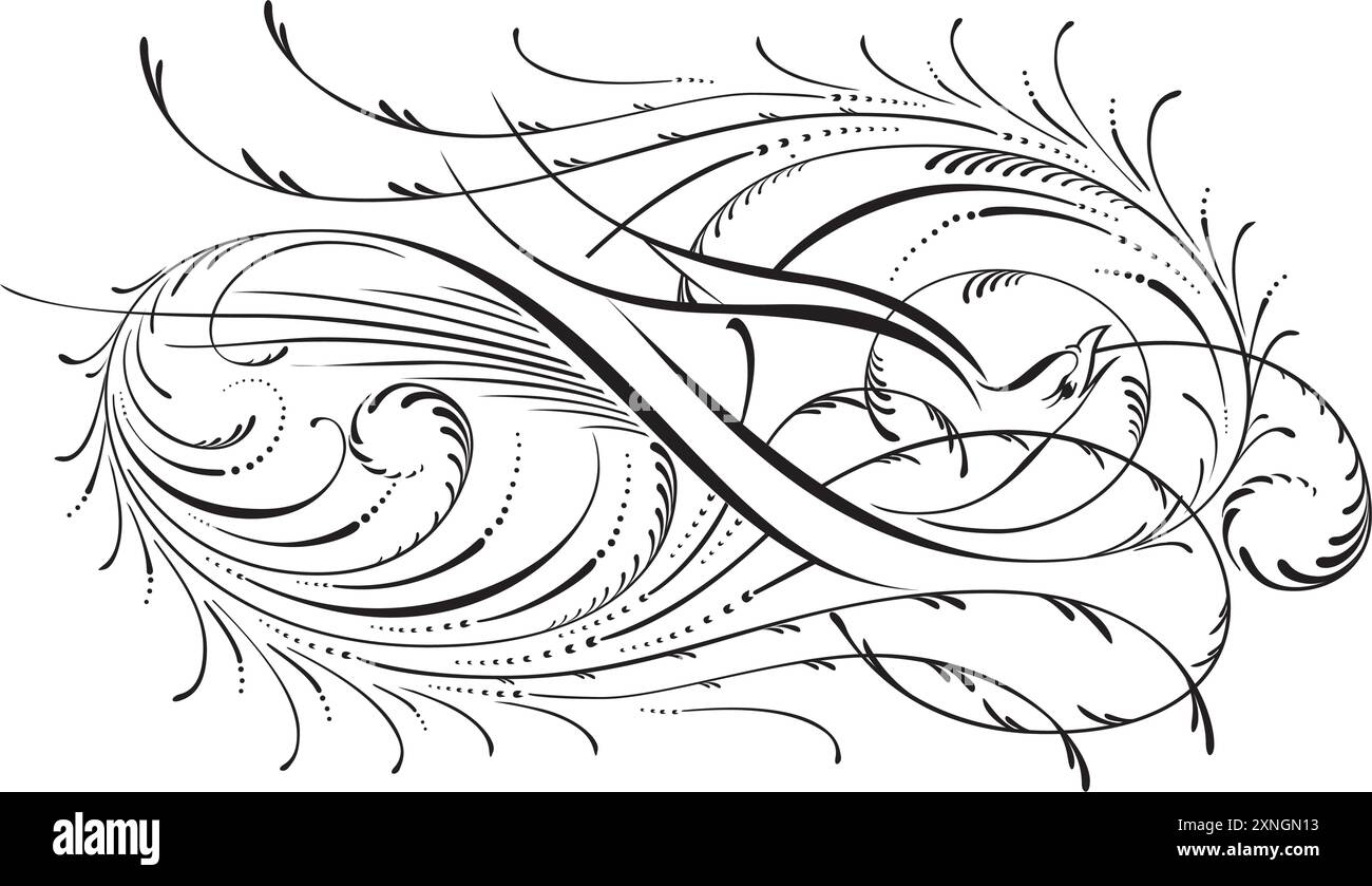 Abstrakter Vogel mit eleganten Kalligraphiestuben zur Illustration Stock Vektor Abstrakter Vogel mit eleganten Kalligraphiestuben zur Illustration Stock Vektor