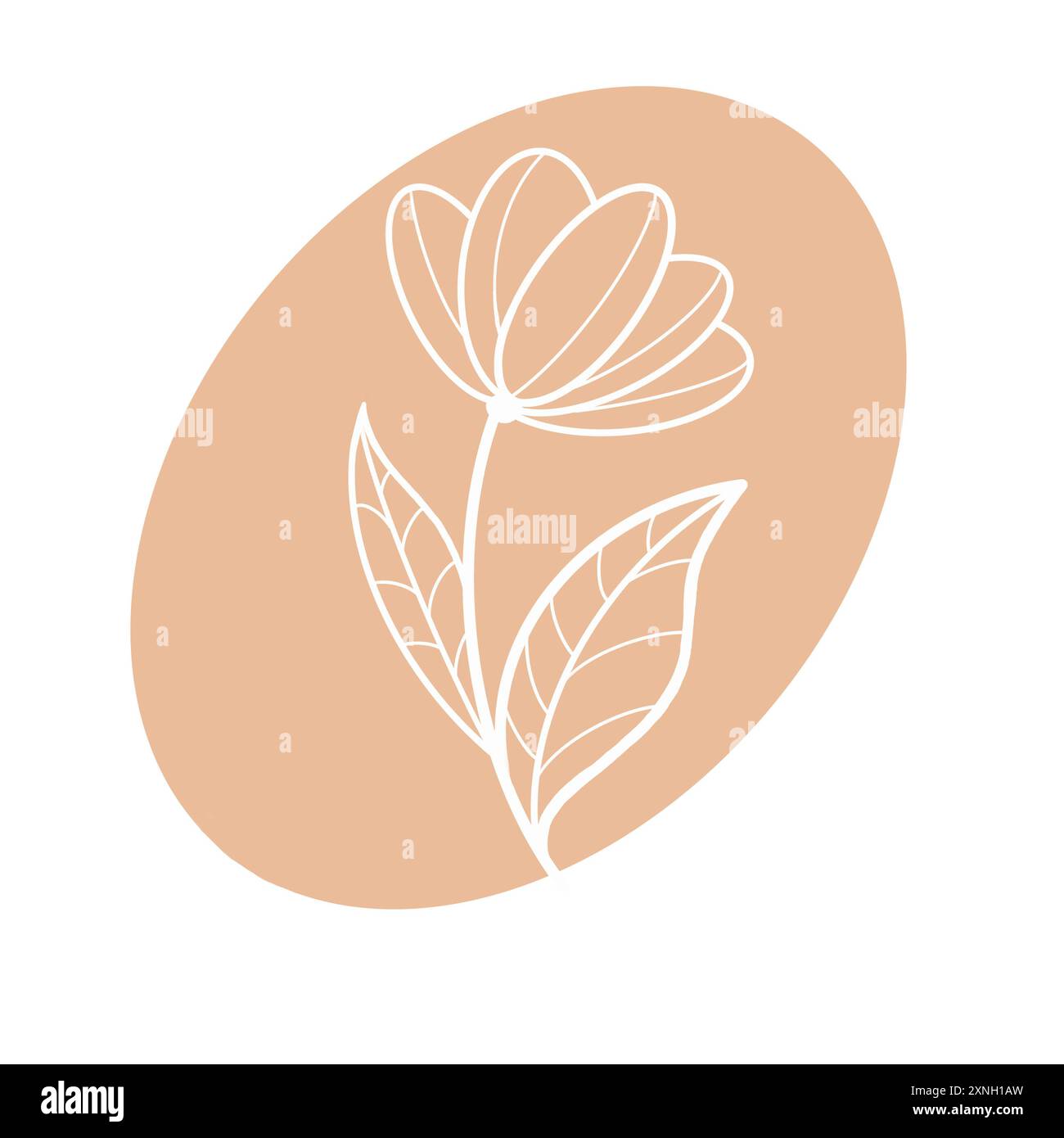 Illustration mit Strichzeichnung Blumen Stockfoto