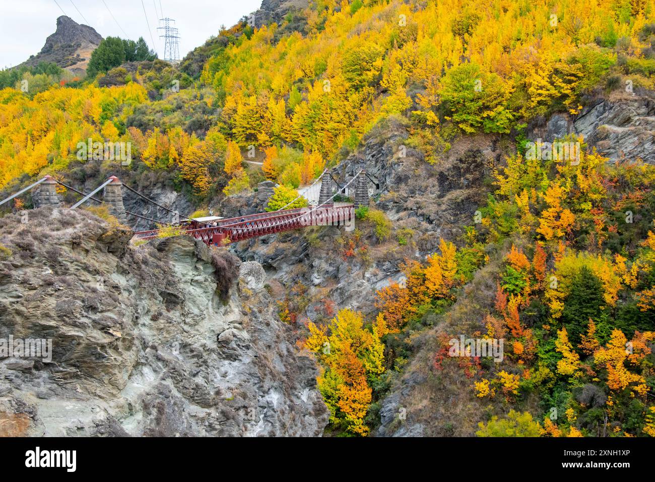 Kawarau Gorge Suspension Bridge - Neuseeland Stockfoto