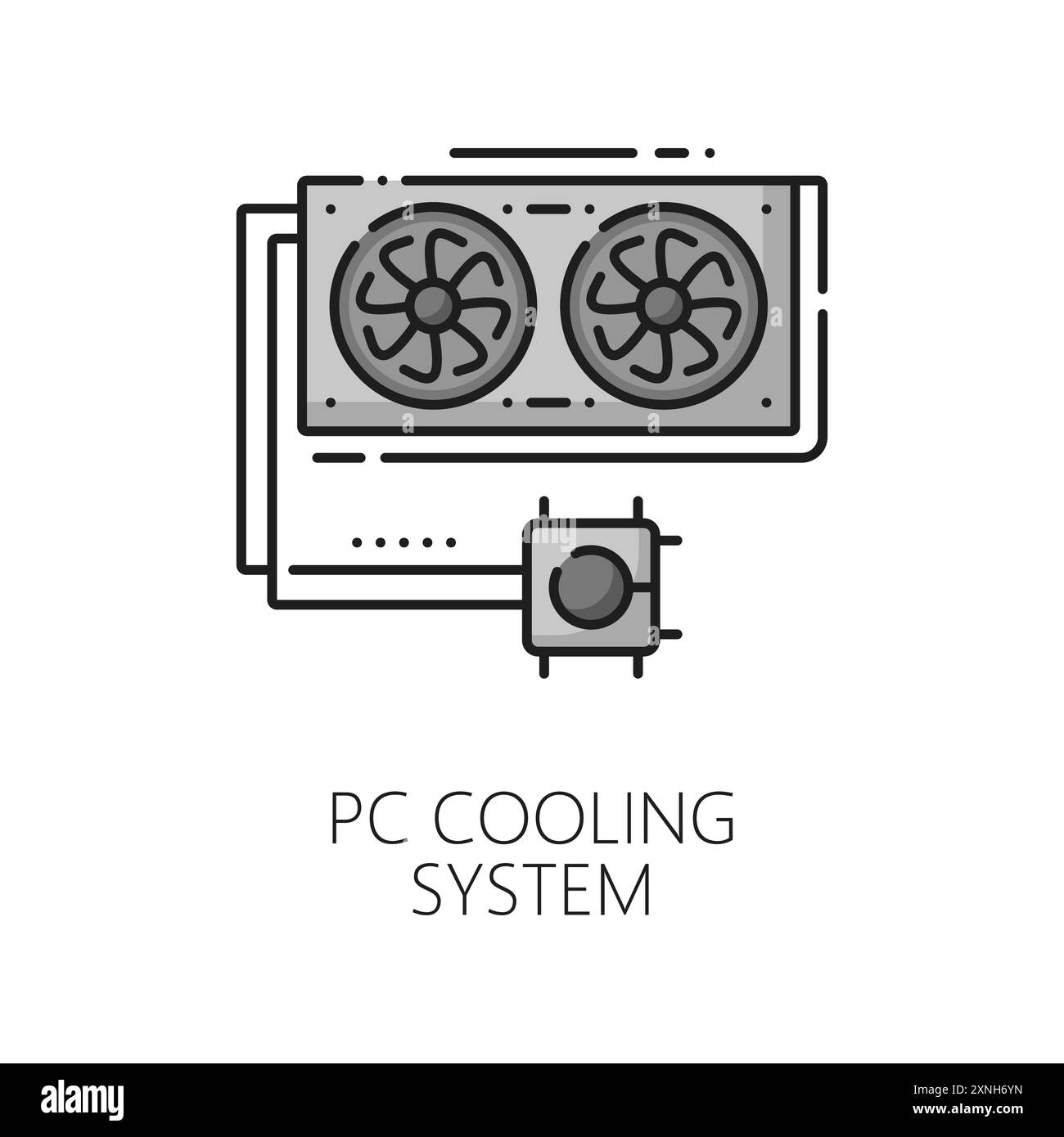 Symbol für die Softwarezeile des PC-Prozessors oder der Grafikkarte des Kühlsystems. Digitale Technologie-Hardware, Server-Software für Wärmeableitungssysteme, Thin Line Vector si Stock Vektor