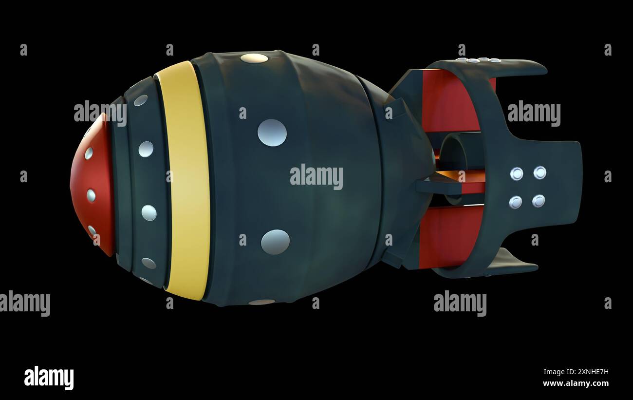 3D-Verwertung einer isolierten Atomwaffe, es ist eine Atomwaffe, ein Sprengkörper, der seine zerstörerische Kraft von nuklearen Reaktionen ableitet Stockfoto