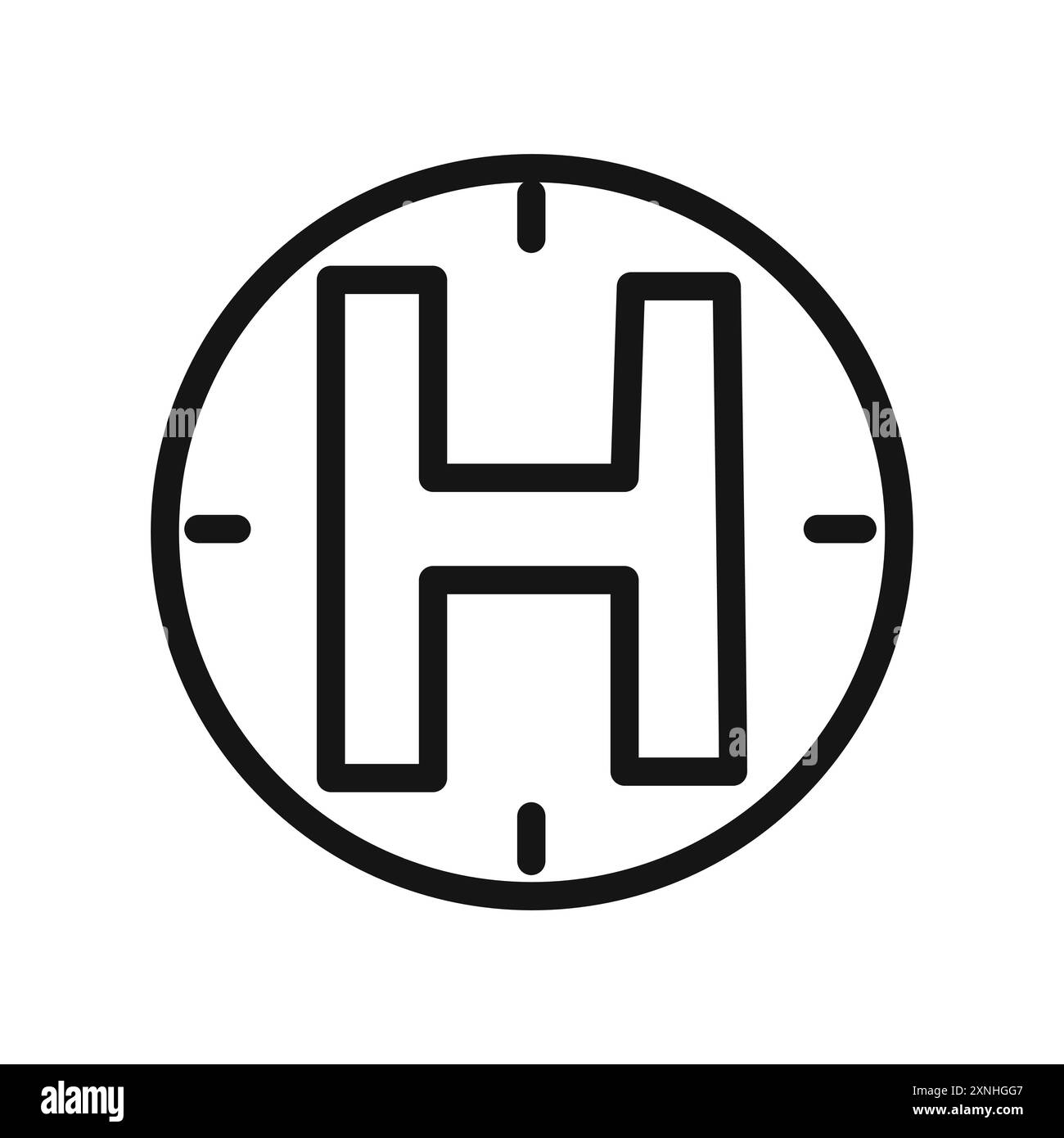 Helikopter Helipad Symbol lineares Vektorgrafik Zeichen oder Symbolsatz für Web-App-ui Stock Vektor