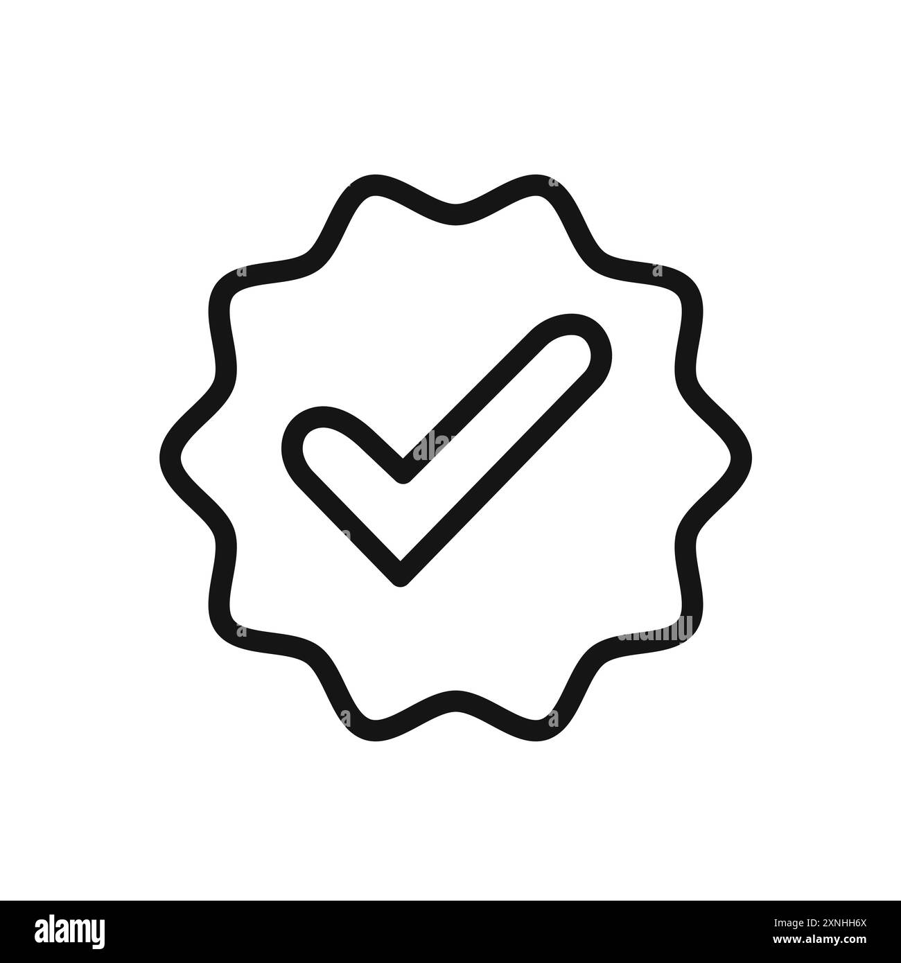 Verifiziertes Badge-Symbol lineares Vektorgrafikzeichen oder Symbolsatz für Web-App-ui Stock Vektor