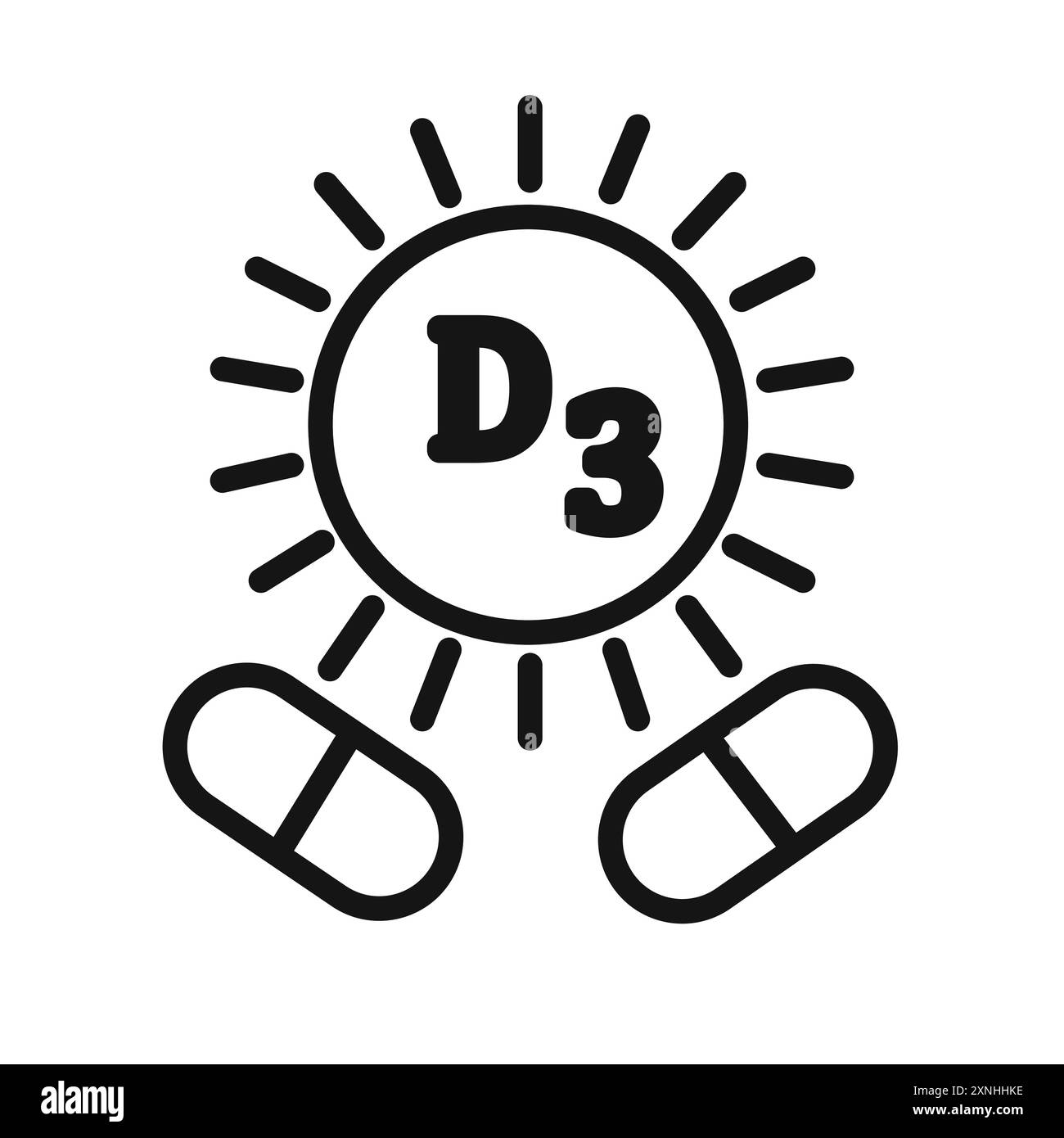 Vitamin D3 Symbol lineares Vektorgrafik Zeichen oder Symbolsatz für Web-App-ui Stock Vektor