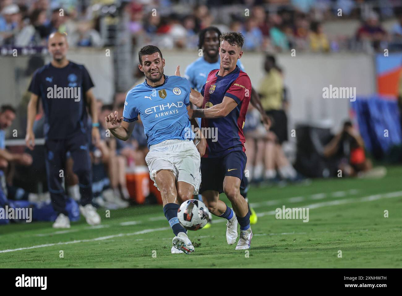 Orlando, FL: Während der DIRECTV Soccer Champions Tour am Dienstag, 30. Juli 2024, im Camping World Stadium. Der FC Barca und man City spielten mit 2-2 d Stockfoto