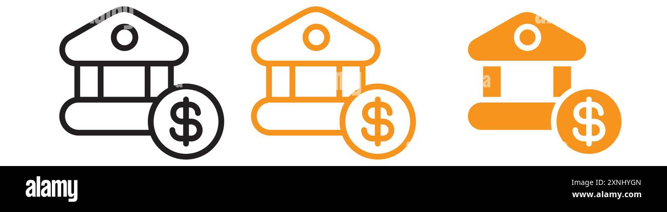 Bank Icon Webdesign-Logo-Set-Kollektion in flachem Vektor Stock Vektor