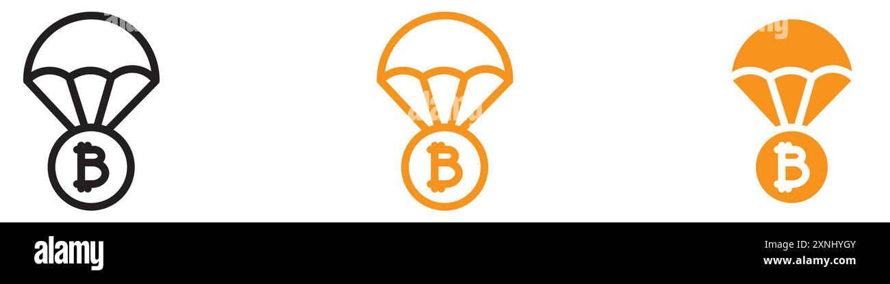 Bitcoin Airdrop Icon Webdesign Logo Set Kollektion in flachem Vektor Stock Vektor