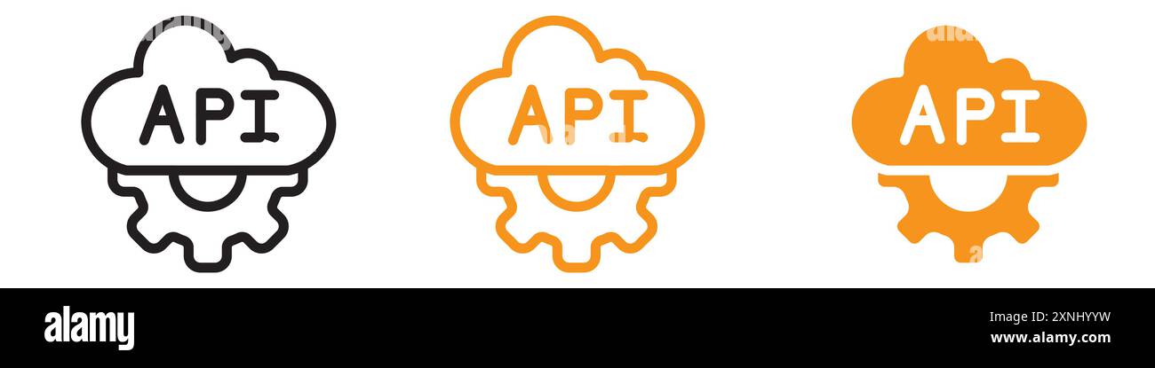 Cloud API Icon Webdesign Logo Set Kollektion in flachem Vektor Stock Vektor