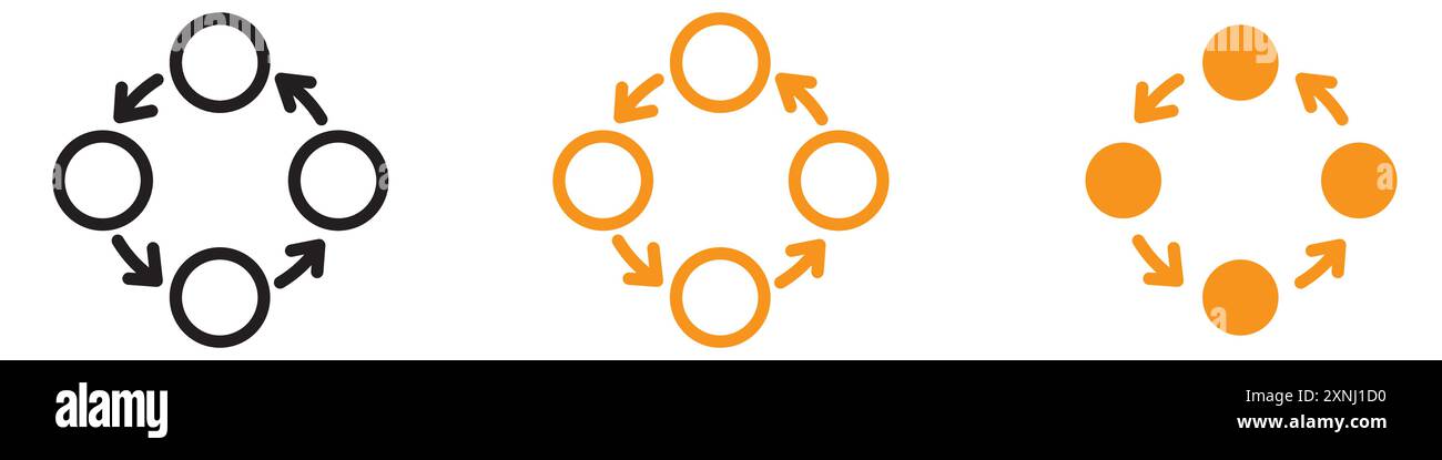 Prozess-, Methode-, Schritt-, Verfahren- oder Workflow-Symbol Webdesign-Logo-Set-Sammlung in flachem Vektor Stock Vektor