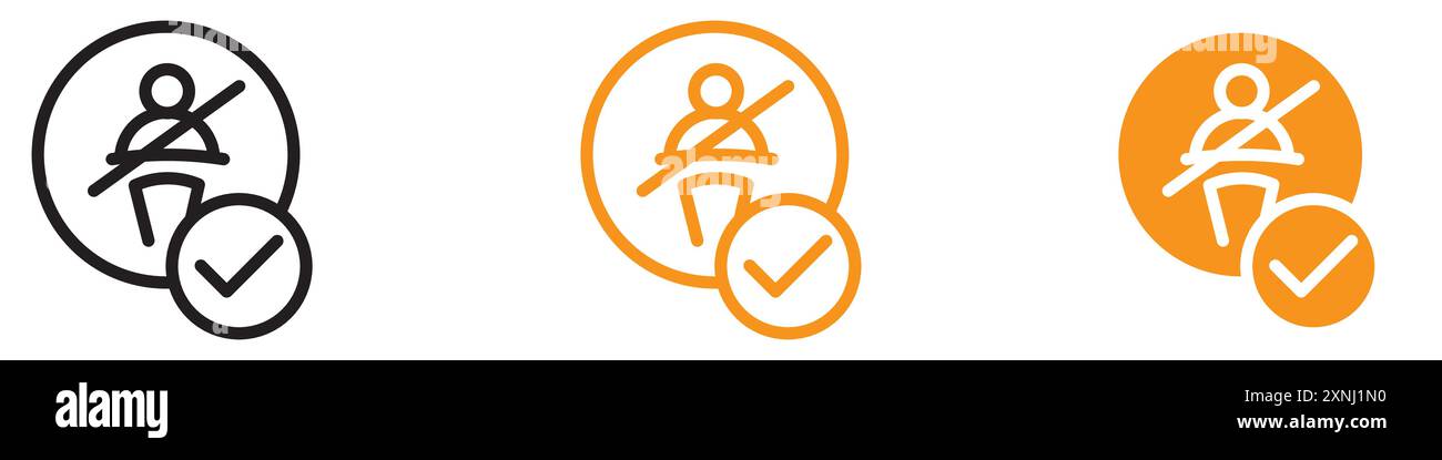 Set mit Sicherheitsgurt Icon im Web-Design und flachem Vektor Stock Vektor