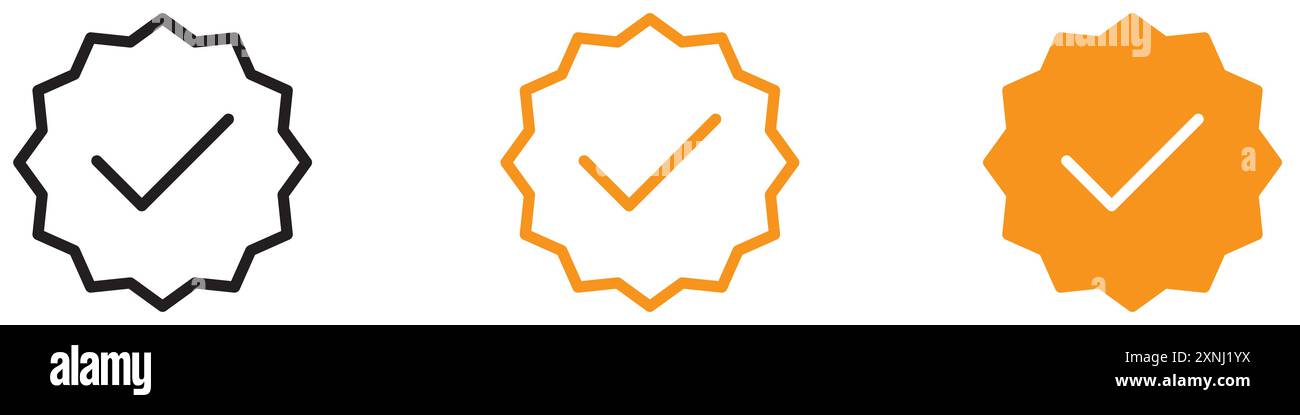 Verified Badge Icon Web Design Logo Set Kollektion in flachem Vektor Stock Vektor