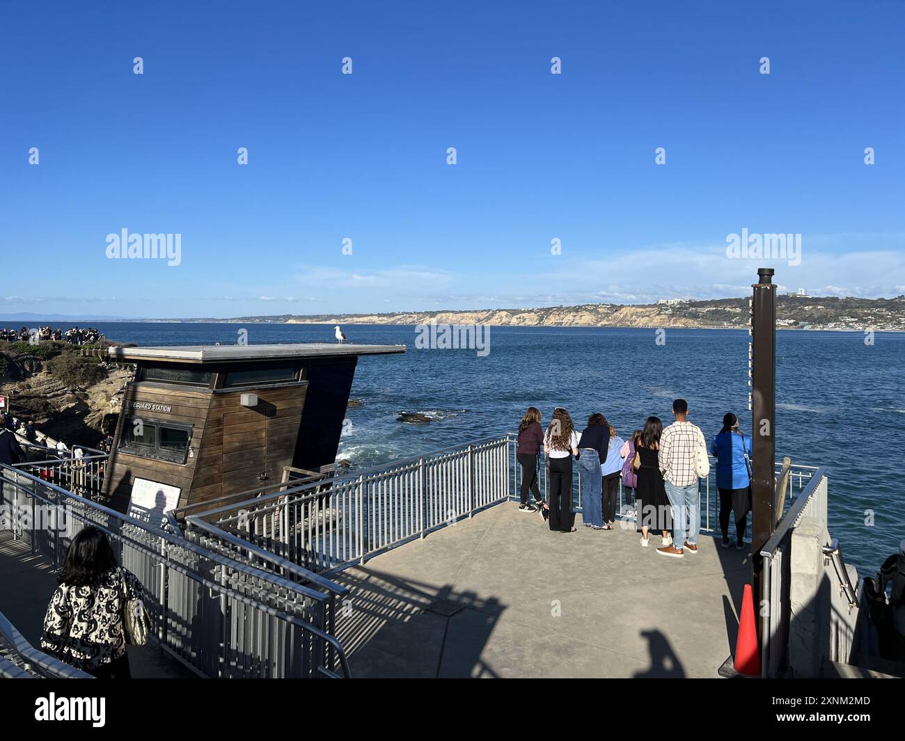 USA. Januar 2024. Besucher genießen den Meerblick von einer Aussichtsplattform am Meer in La Jolla Cove, San Diego, Kalifornien, 2024. (Foto: Smith Collection/Gado/SIPA USA) Credit: SIPA USA/Alamy Live News Stockfoto