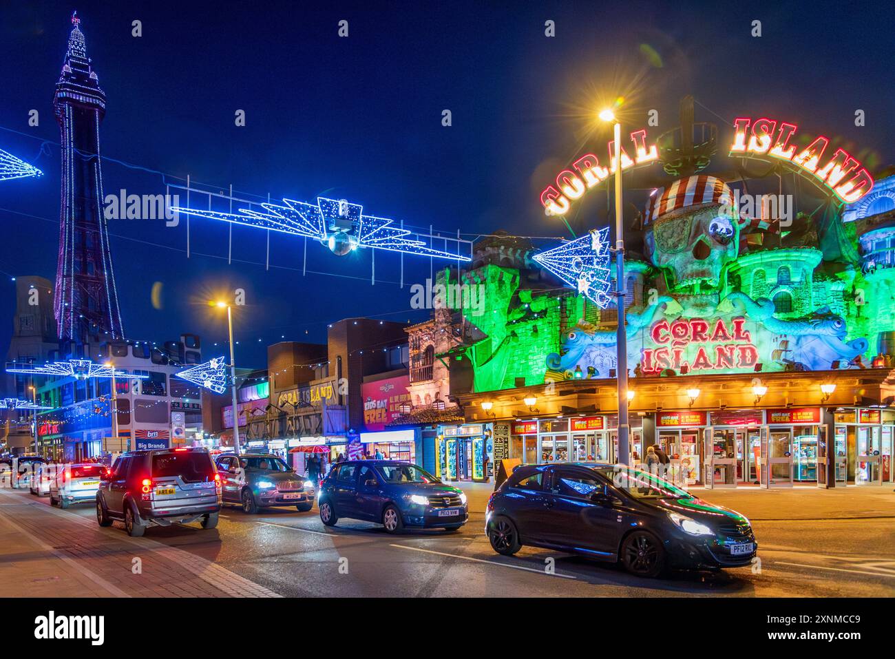 Blackpool Illumination Lancashire North West England. Die Goldene Meile. Stockfoto