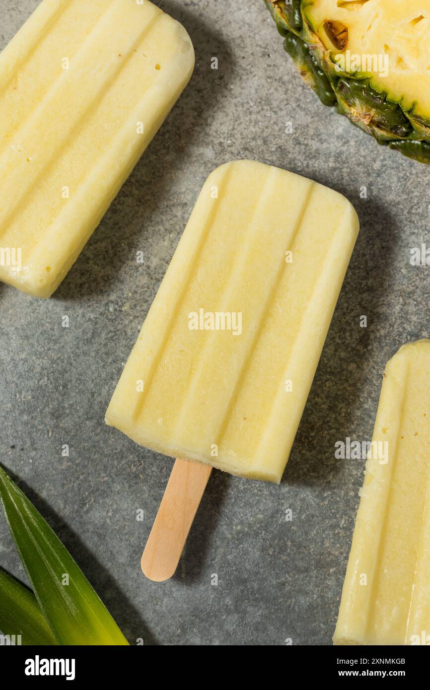 Gesunde Ananas Pina Colada Eis mit Kokos Stockfoto