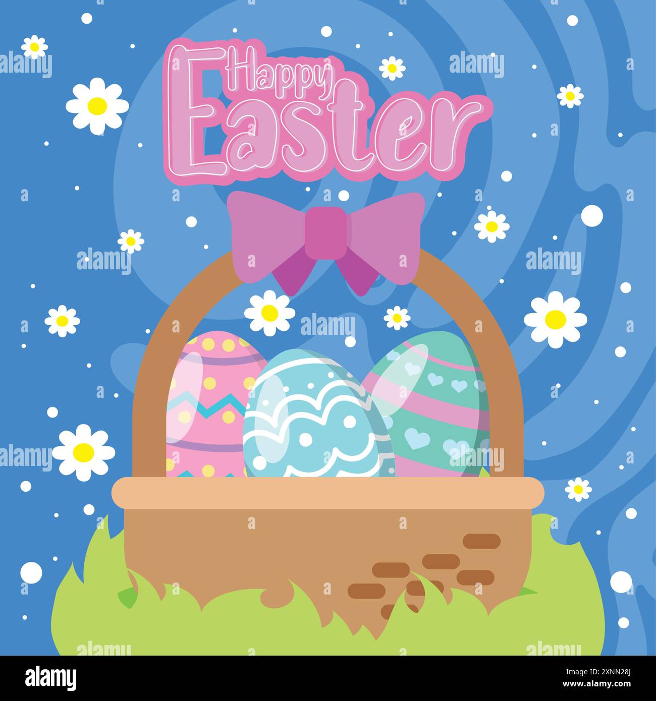 Happy easter Car Bunny and easter Eggs Vektor Stock Vektor