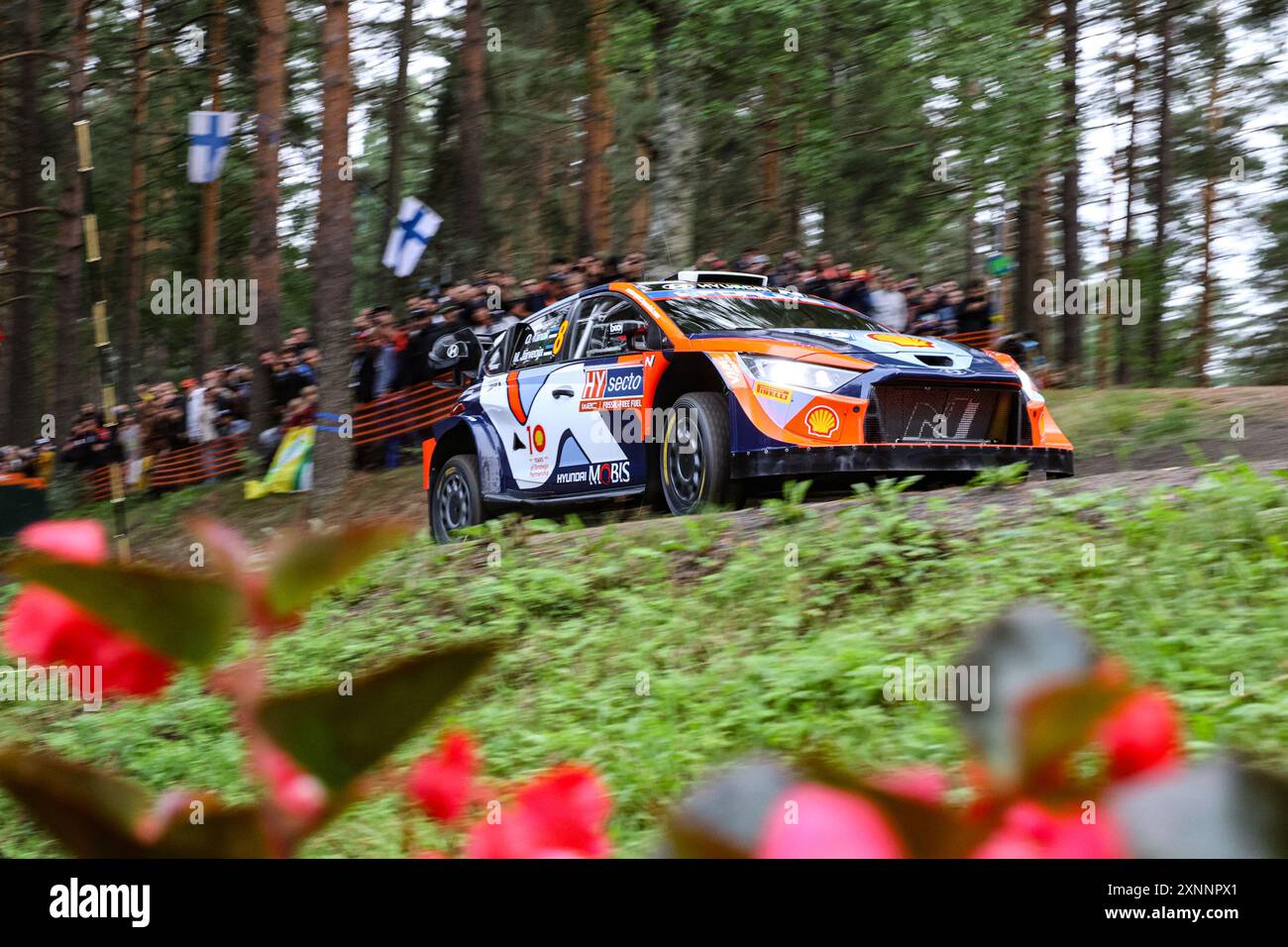 Sie stehen am 1. Tag des Rennens während der FIA-Rallye-Weltmeisterschaft WRC Secto Rallye Finnland 2024 01. August Jyvaskyla, Finnland Stockfoto