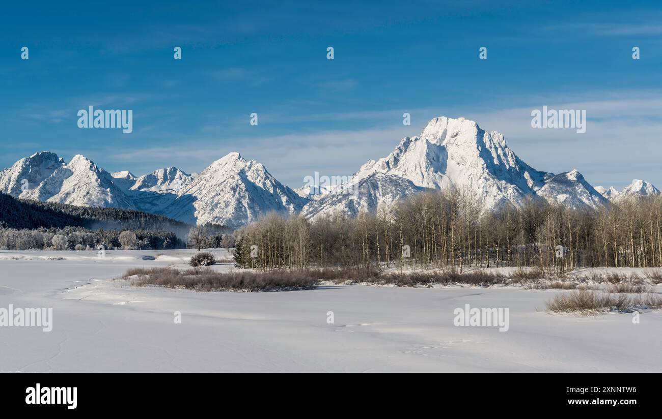 Oxbow Bend nach einem Wintersturm, Great Teton National Park, Wyoming, Nordamerika Stockfoto