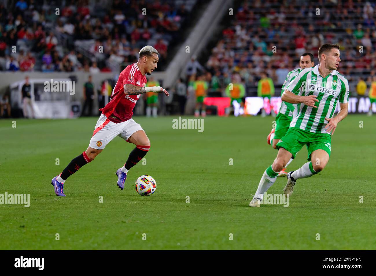 San Diego, Kalifornien, USA. 31. Juli 2024. Manchester United Stürmer Antony Dos Santos (21) während eines internationalen Spiels zwischen Manchester United und Real Betis im Snapdragon Stadium in San Diego, Kalifornien. Justin Fine/CSM/Alamy Live News Stockfoto