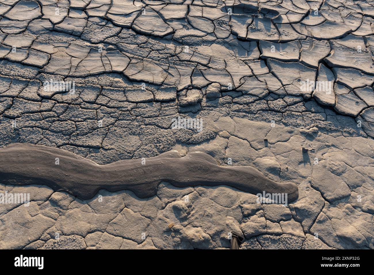 Schlammflüsse in Berca, Buzau, Rumänien. Dies ist ein einzigartiges geologisches Phänomen in Europa, bei dem das Erdgas durch Hügel an die Oberfläche gelangt, die sma bilden Stockfoto