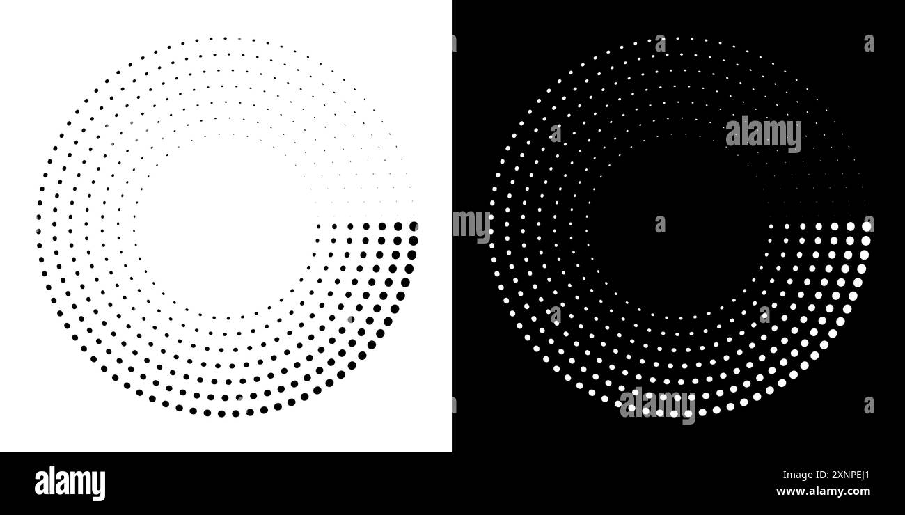 Geometrische Form eines abstrakten Kreises mit Punkten. Rundkreis, konzentrische Ringform. Stock Vektor