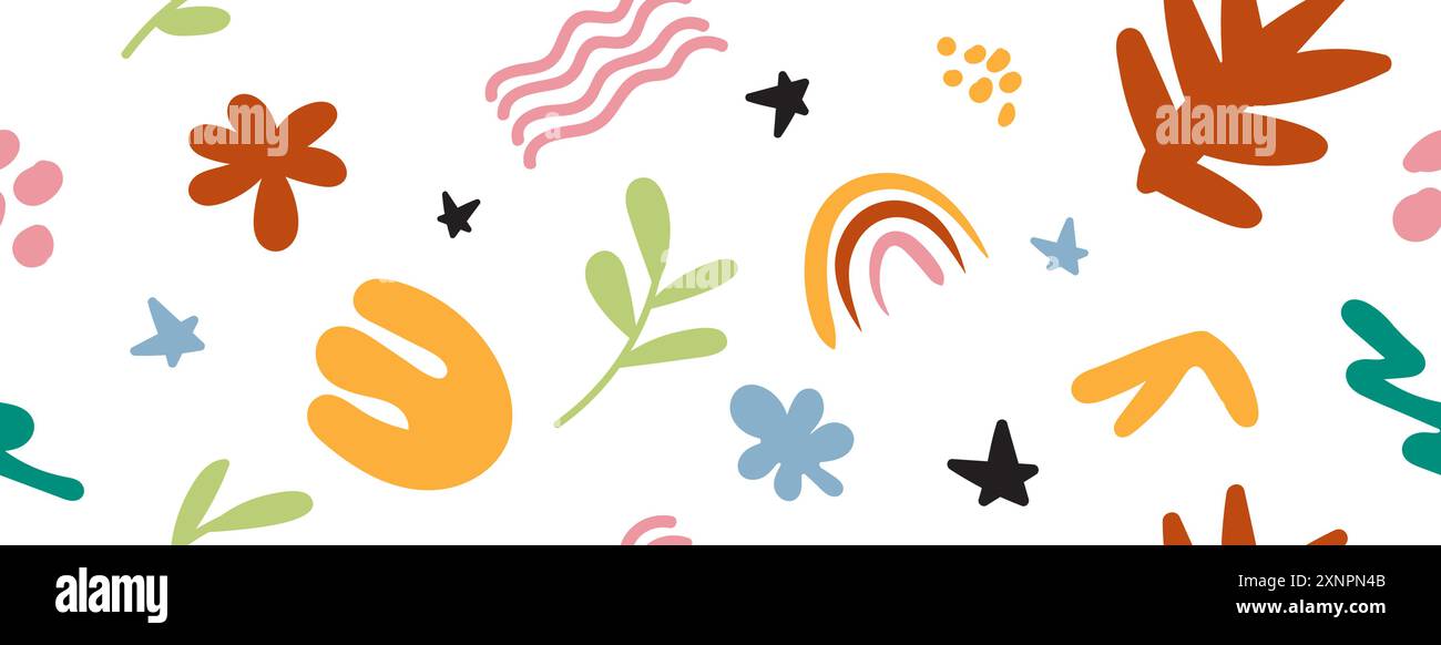 Abstrakte süße Form Kritzelspaß Hand gezeichnet in nahtlosem Hintergrund. Lustige Illustration für Kinder Muster. Stock Vektor